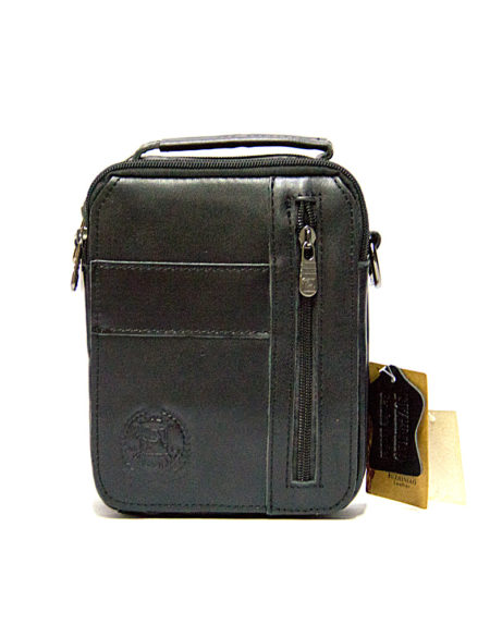 Мужская сумка через плечо из натуральной кожи — F 312 черн.
