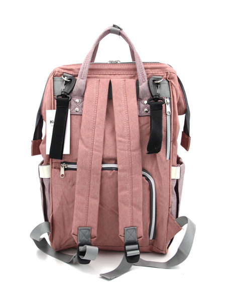 Сумка-рюкзак для мамочки В-001, Серо-розовый